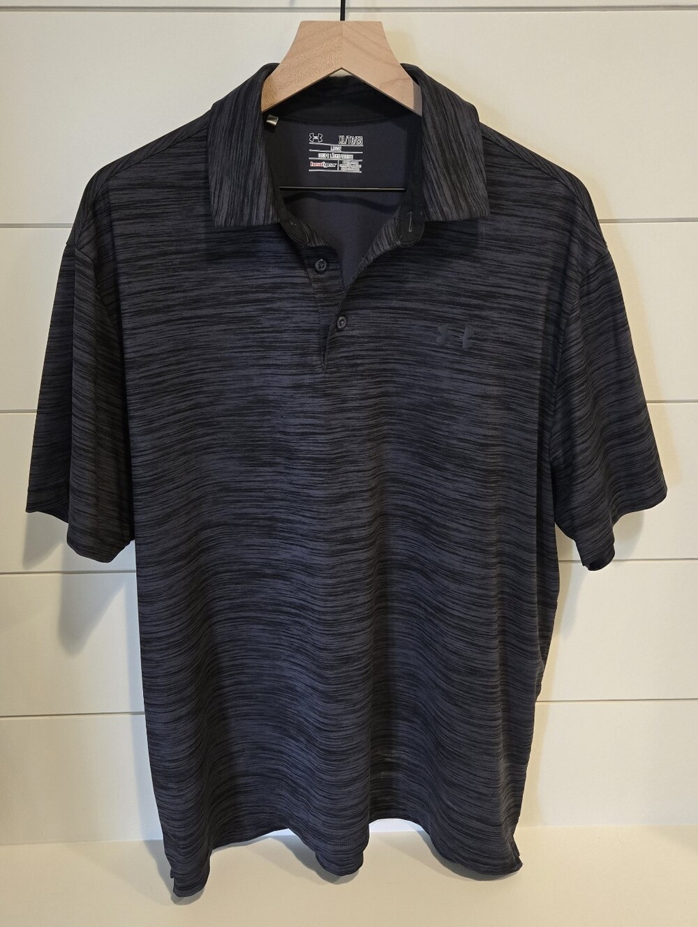 Under Armour Men’s Black Heathered Polo Shirt Golf Shirt